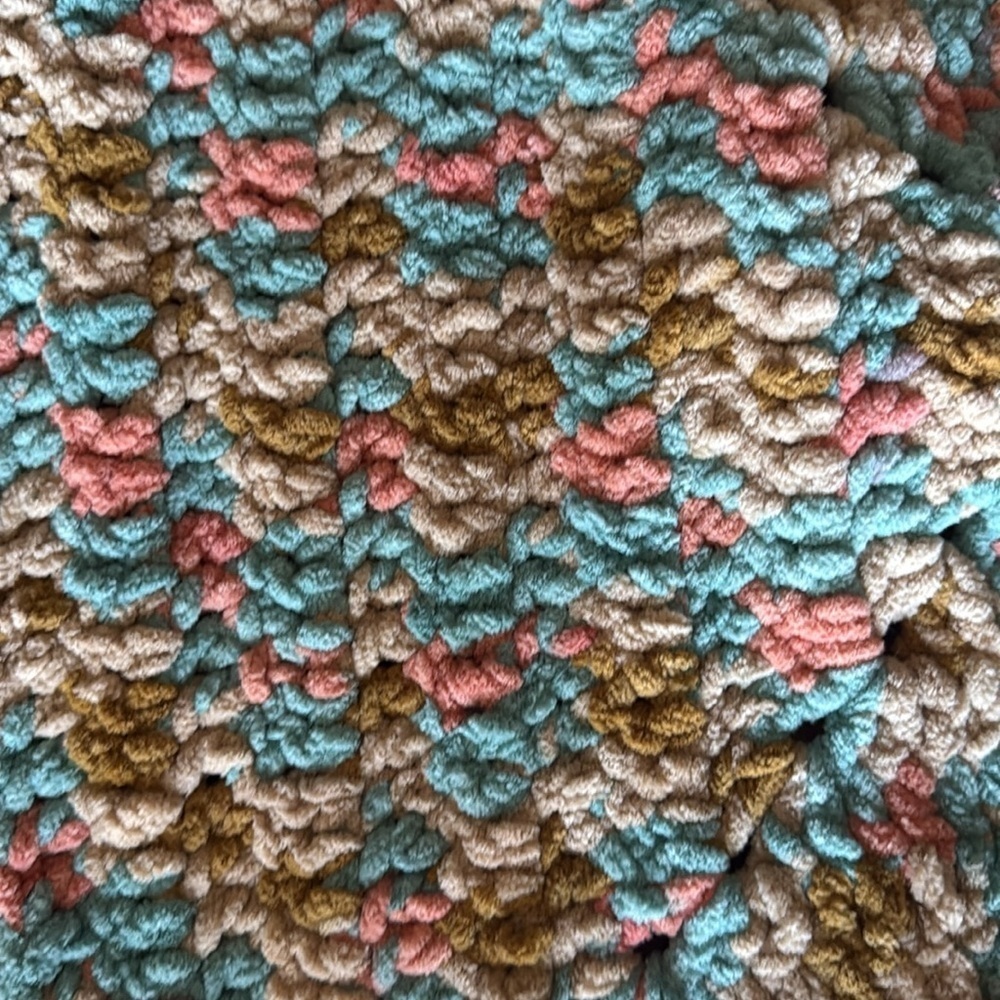 Vintage chunky handmade knit, multicolored cardigan and hat medium - Picture 7 of 12